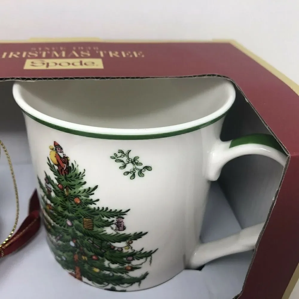 NEW Spode Christmas Tree Holiday Mug and Ceramic Puppy in Boot Ornament Set - Picture 4 of 7